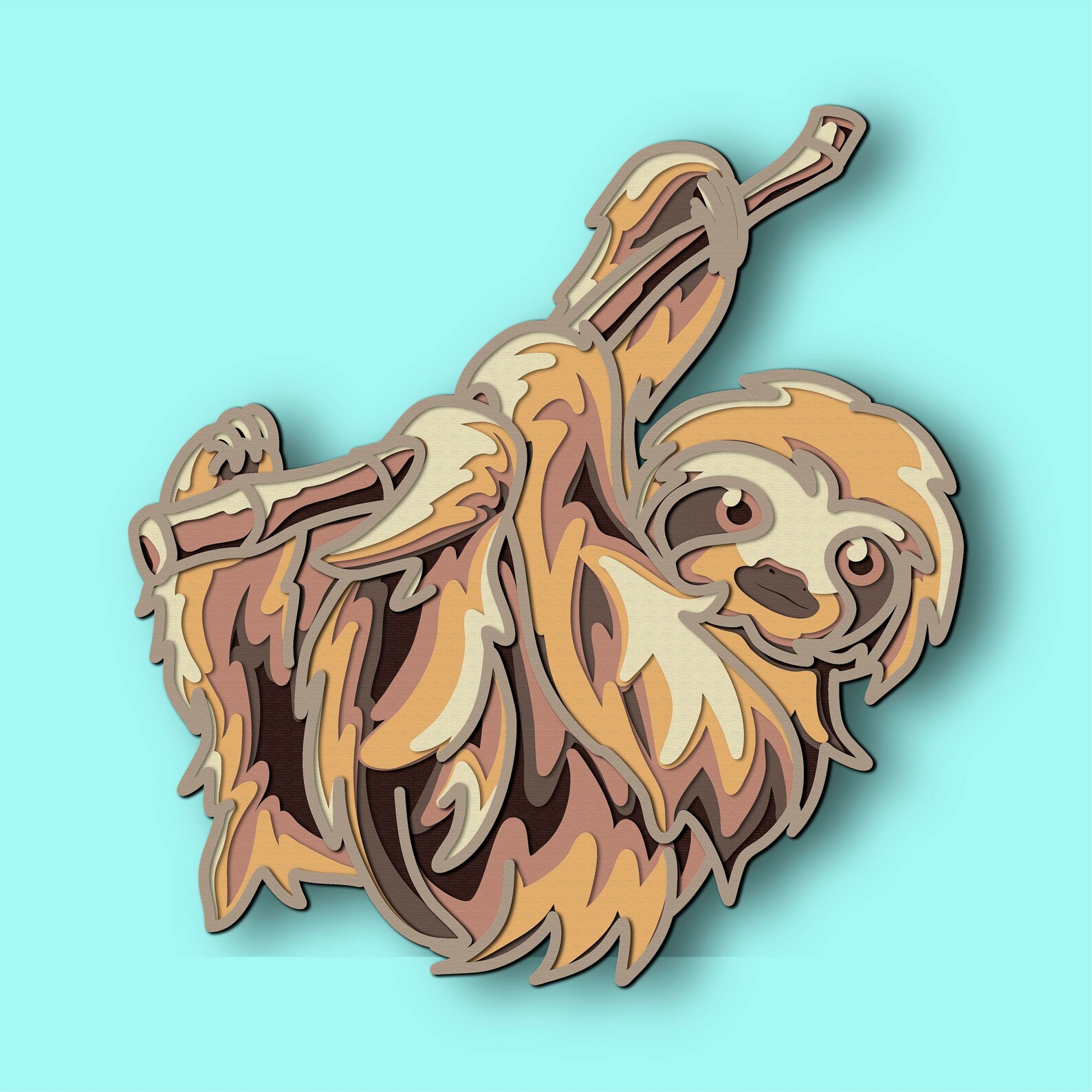 Sloth Multilayer 3D SVG/ Sloth 3D Mandala/ Sloth Paper Cut/ - Etsy