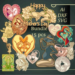 Pacote de Dia das Mães multicamadas SVG/Corte CNC para mães/Corte de papel para mamães/Mandala 3D cortada em madeira compensada/Caixa de sombra para o Dia das Mães/Decoração para casa para o Dia das Mães/Faça você mesmo