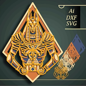 Anubis Multilayer SVG/Anubis cnc cut/Anubis paper cut/Plywood cut 3D mandala/Egyptian God Anubis /DIY Anubis /Anubis laser cut/Wall Decor