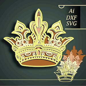 Crown multilayer SVG/ Crown cnc cut/ Crown paper cut/ Plywood cut 3D mandala/ Crown multilayer/ Crown Home Decor/ Crown Shadow Box/ DIY Gift
