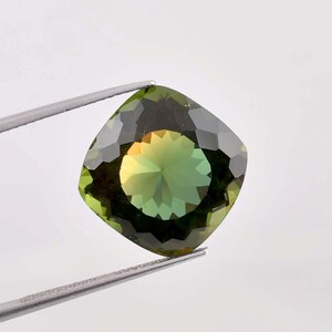 Flawless Natural Bi-Color Green-Yellow Tourmaline Gemstone Cushion Cut GIT Certified Breathtaking, Use Make Ring &Jewelry All Size Available