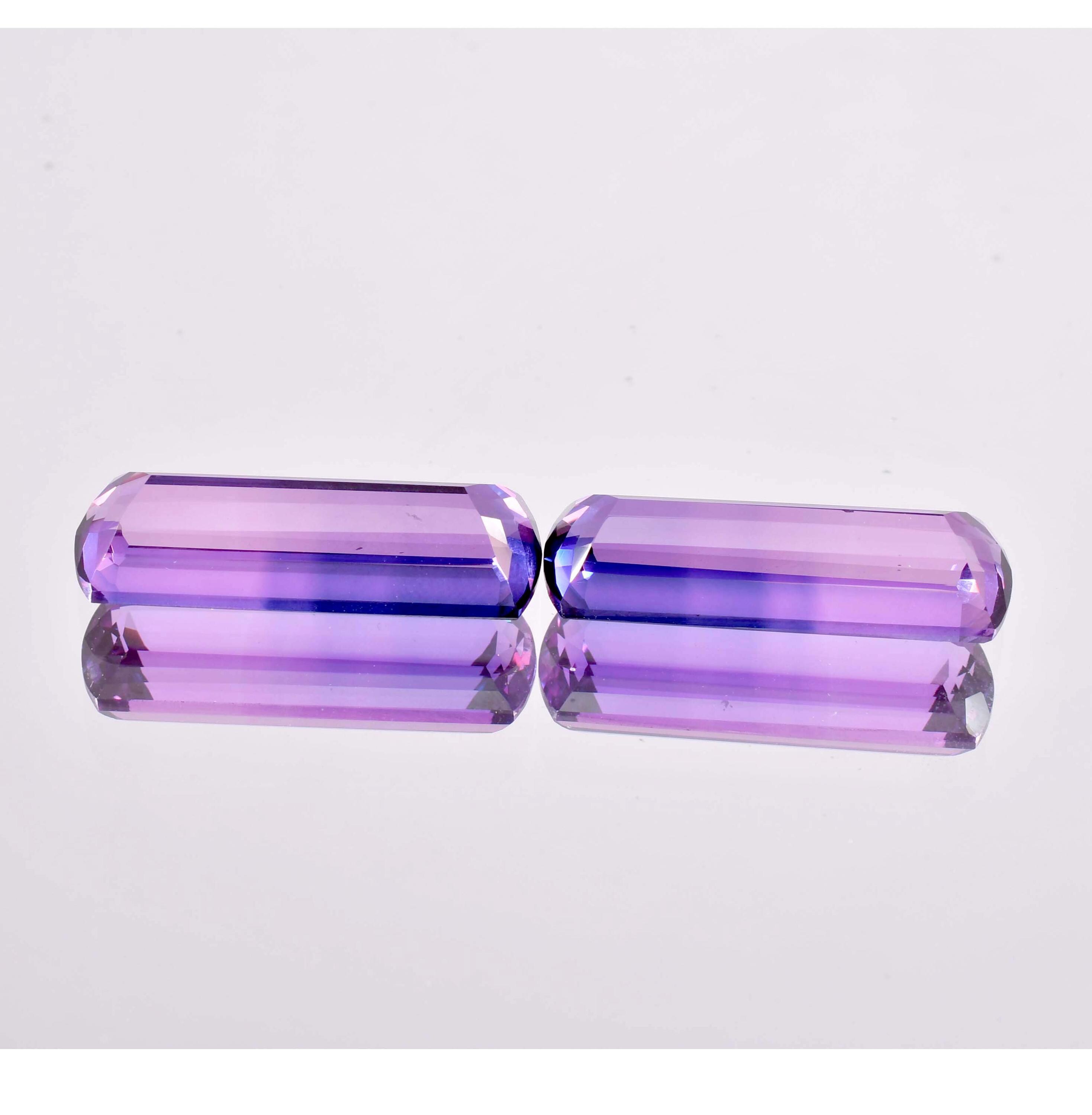 1 Pair AAA Flawless Bi-color Purple Blue Java Plum Sapphire Cushion Cut ...
