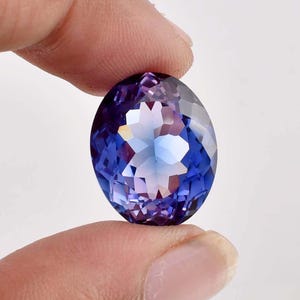 16 x 12 MM Bi-Color Purple Blue Java Plum Sapphire 15.40 Ct Loose Gemstone GIT Certified Use to Make Ring & Pendent Tool Cornflower Gemstone