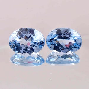 1 Pair Flawless Natural Sky Blue Aquamarine Oval Cut Gemstone GIT Certified Use Making Ring Jewelry Raw Loose Gemstone All Size Available