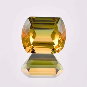Flawless Natural Bi-Color Green-Yellow Tourmaline Gemstone Cushion Cut GIT Certified Breathtaking, Use Make Ring &Jewelry All Size Available