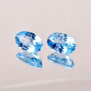 1 Pair Flawless Natural Sky Blue Aquamarine Oval Cut Gemstone GIT Certified Use Making Ring Jewelry Raw Loose Gemstone All Size Available