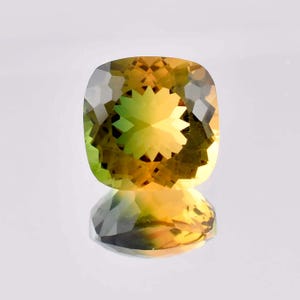 Flawless Natural Bi-Color Green-Yellow Tourmaline Gemstone Cushion Cut GIT Certified Breathtaking, Use Make Ring &Jewelry All Size Available