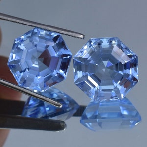 15 x 15 MM ENORME impecable azul natural Namibia Jeremejevite corte octágono par de piedras preciosas sueltas (GIT) anillo de fabricación certificado y piedra preciosa colgante