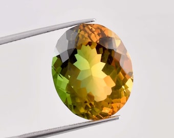 Flawless Natural Bi-Color Green-Yellow Tourmaline Gemstone Oval Cut GIT Certified Breathtaking, Use Make Ring &Jewelry All Size Available