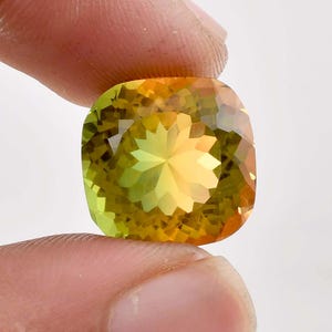 Flawless Natural Bi-Color Green-Yellow Tourmaline Gemstone Cushion Cut GIT Certified Breathtaking, Use Make Ring &Jewelry All Size Available