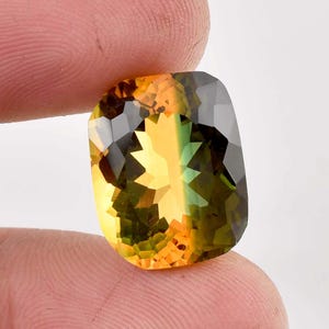 Flawless Natural Bi-Color Green-Yellow Tourmaline Gemstone Cushion Cut GIT Certified Breathtaking, Use Make Ring &Jewelry All Size Available