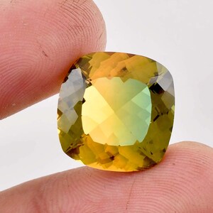 Flawless Natural Bi-Color Green-Yellow Tourmaline Gemstone Cushion Cut GIT Certified Breathtaking, Use Make Ring &Jewelry All Size Available