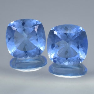 12 x 12 MM ENORME Impecable Azul Natural Namibia Jeremejevite Corte Cojín Par Piedra Preciosa Suelta (GIT) Anillo de Fabricación Certificado y Piedra Preciosa Colgante