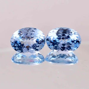 1 Pair Flawless Natural Sky Blue Aquamarine Oval Cut Gemstone GIT Certified Use Making Ring Jewelry Raw Loose Gemstone All Size Available