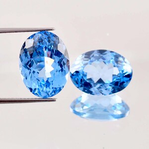 1 Pair Flawless Natural Sky Blue Aquamarine Oval Cut Gemstone GIT Certified Use Making Ring Jewelry Raw Loose Gemstone All Size Available