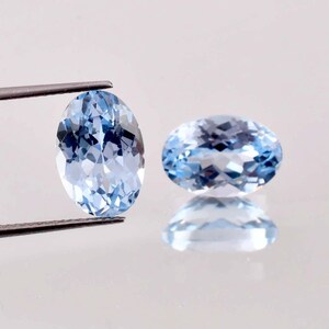 1 Pair Flawless Natural Sky Blue Aquamarine Oval Cut Gemstone GIT Certified Use Making Ring Jewelry Raw Loose Gemstone All Size Available