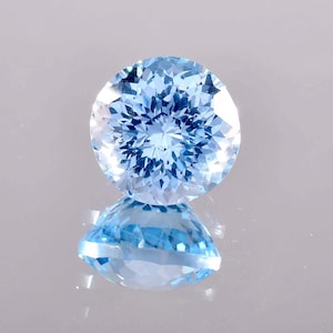 12 x 12 MM 100% Natural Sky Blue Aquamarine 10.03 Ct Loose Round Cut Gemstone GIT Certified Making Jewelry&Ring Product Loupe Clean Quality