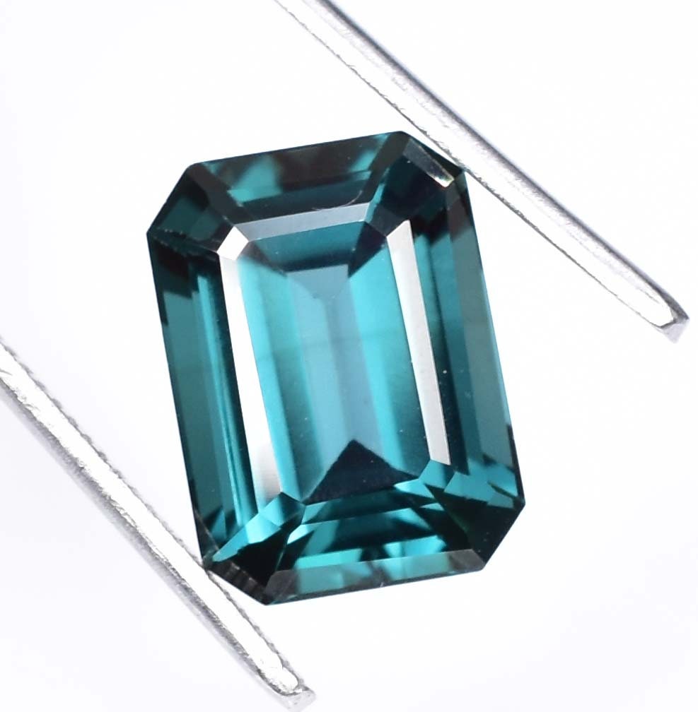 12.50 Ct Flawless Natural Indicolite Bi-Color Blue Green Tourmaline Emerald Cut Loose Gemstone GIT Certified Gemstone Use Ring & Pendent Raw