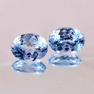 1 Pair Flawless Natural Sky Blue Aquamarine Oval Cut Gemstone GIT Certified Use Making Ring Jewelry Raw Loose Gemstone All Size Available