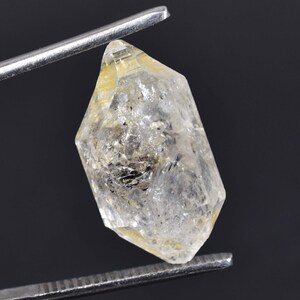 Natural 13.40 Ct Rare White And Black Herkimer Diamond Water Clear Quartz Crystal Anthraxolite Rough Rocks