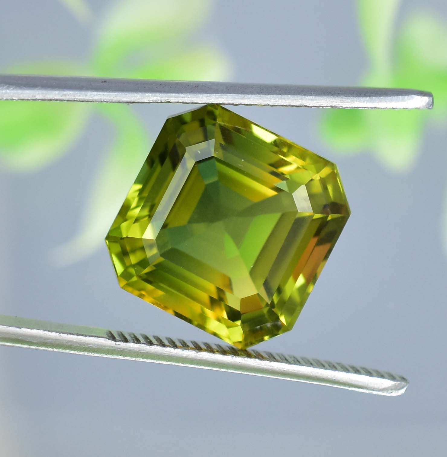 13 x 13 MM Flawless 11.80 Ct Natural Bi-Color Green-Yellow Tourmaline Breathtaking Loose GIT Certified Gemstone Use Ring & Pendent Gemstone