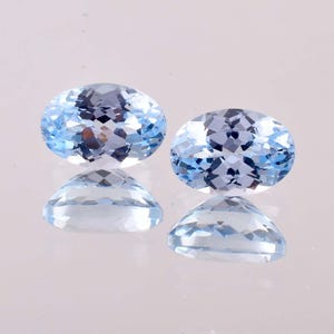 1 Pair Flawless Natural Sky Blue Aquamarine Oval Cut Gemstone GIT Certified Use Making Ring Jewelry Raw Loose Gemstone All Size Available