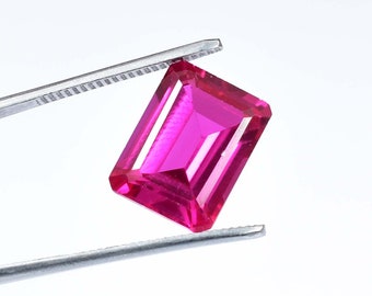 12.65 Ct Natural Mozambique Pigeon Blood Red Ruby Beautiful Gem Perfect Emerald Cut Loose Gemstone GIT Certified = 12.65 x 14.57 x 7.05 mm