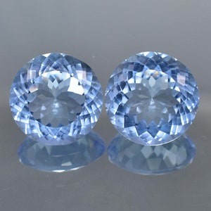 15 x 15 MM ENORME impecable azul natural Namibia Jeremejevite corte redondo par de piedras preciosas sueltas (GIT) anillo de fabricación certificado y piedra preciosa colgante