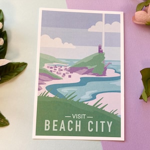 Parque Nacional de Beach City - Mini impresión artística / Dibujo animado, Estético, Estilo, Dibujo