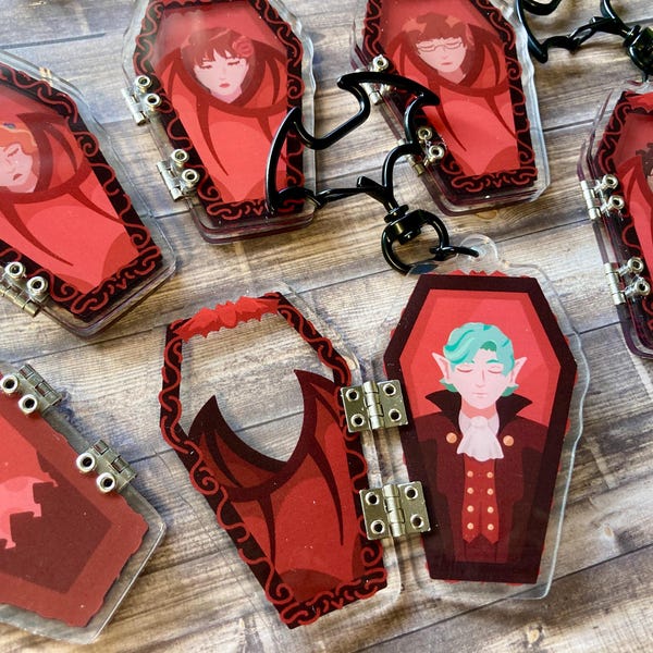 Porte-clés en acrylique double face cercueil de Vampires | VSMP