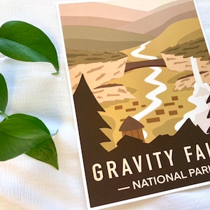 LARGE Gravity Falls National Park - LARGE Art Print | Cartoon, Aesthetic, Style, Drawing