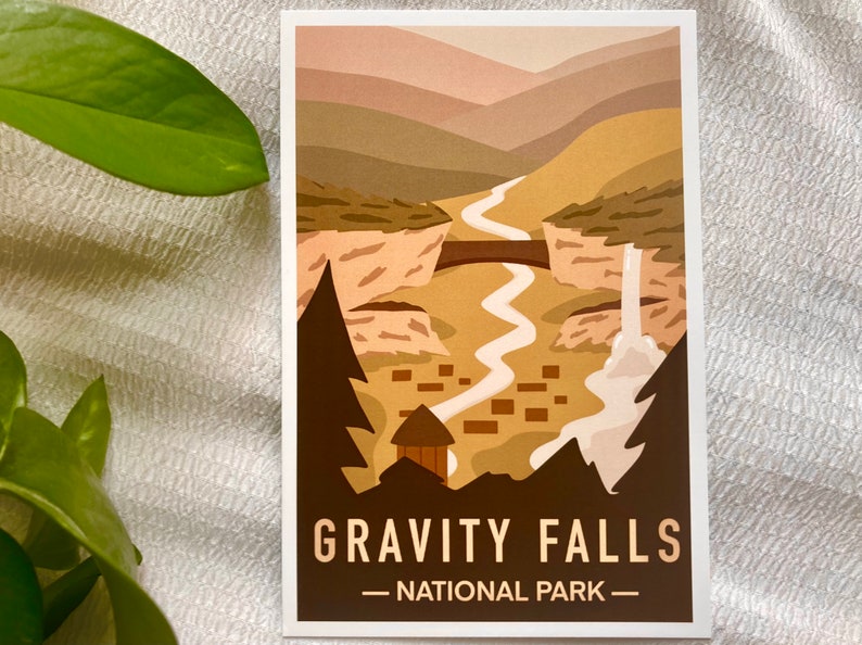 Gravity Falls National Park Mini Art Print Cartoon, Aesthetic, Style, Drawing image 1