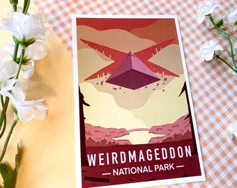Weirdmageddon National Park Print – Gravity Town Cartoon Art (4x6")