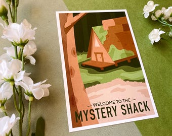 Mystery Shack Mini Art Print – Gravity Town Cartoon (4x6)