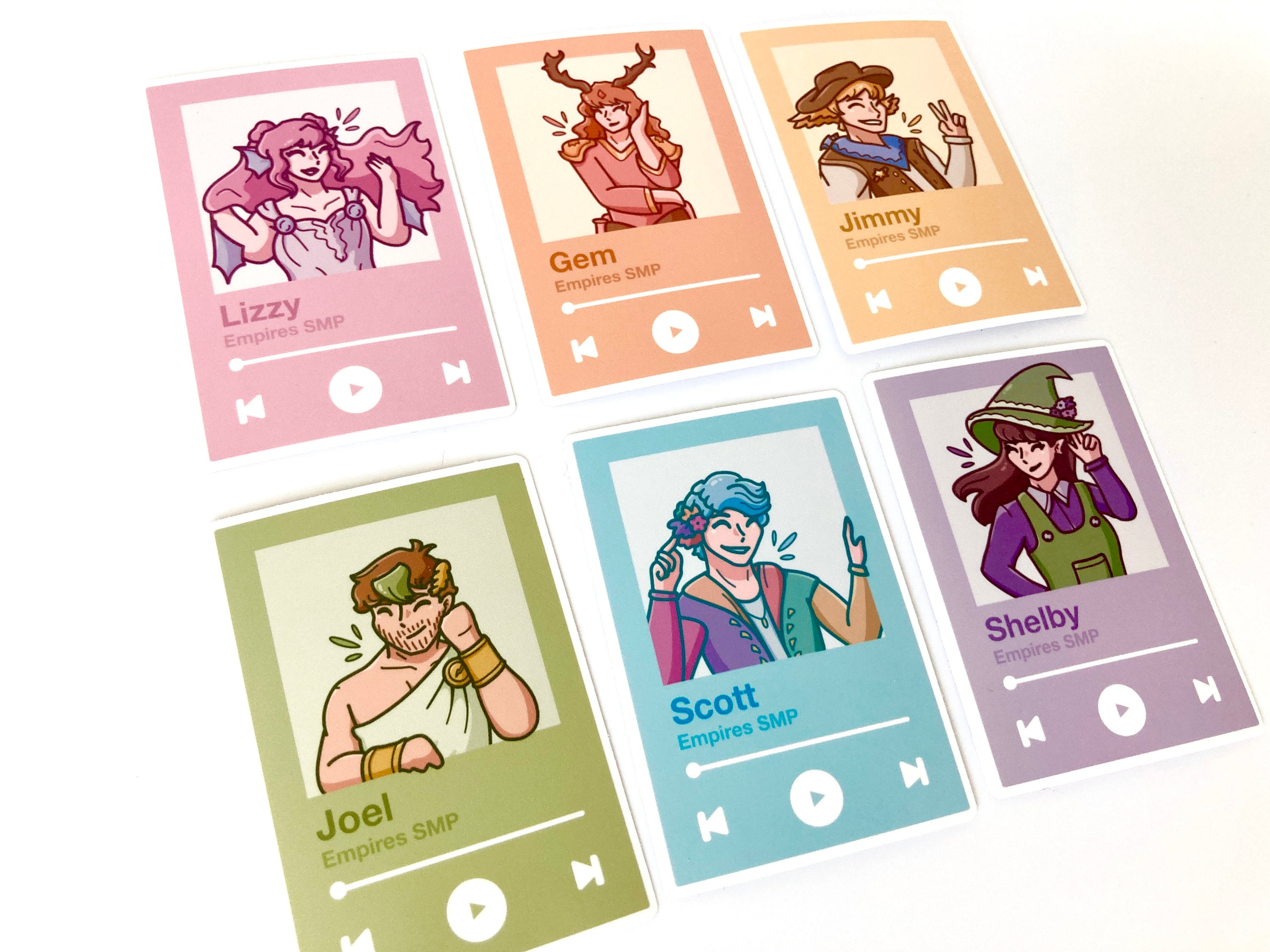 Empires SMP Characters Vinyl Stickers | Scottsmajor, Joel, Lizzie, Shubble, Solidarity Gaming, GeminiTay