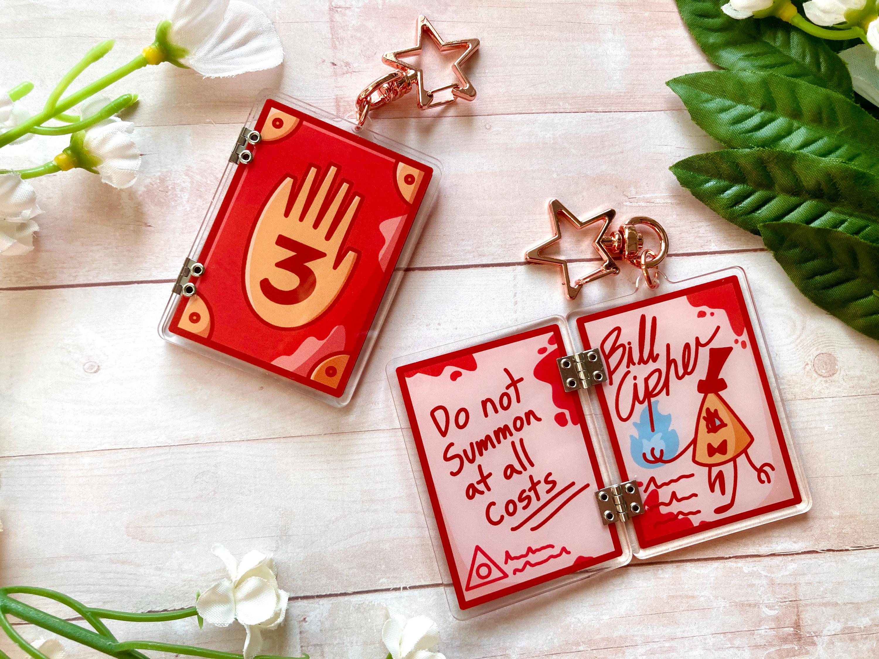 Journal 3 Bill Cipher Hinged Double-Sided Acrylic Keychains