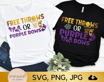 Free Throws or Purple Bows Gender Reveal SVG, PNG, JPG