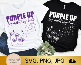 Purple Up Military Kids Dandelion SVG: Family Appreciation (digitale download)