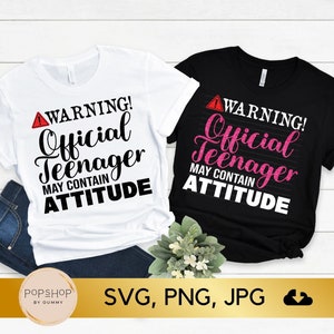 13e verjaardag SVG: waarschuwing officiële tiener (digitale download)