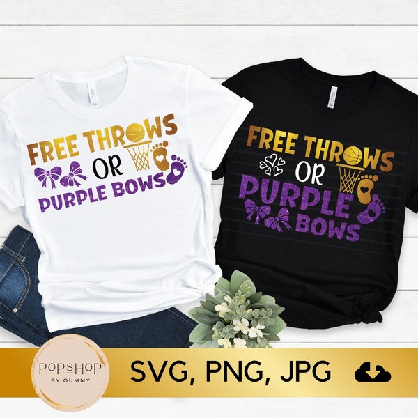 Free Throws or Purple Bows SVG, Gender Reveal Svg, Pregnancy svg, Loves You Svg, Boy or Girl Svg, Png, Jpg