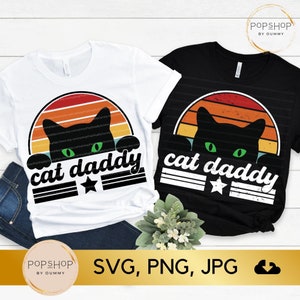 猫のお父さん SVG、猫のお父さん SVG、レトロ SVG、ビンテージ SVG、父の日 SVG、猫好き SVG、面白い猫 SVG、かわいい猫 SVG、猫の飼い主 SVG、Png、Jpg