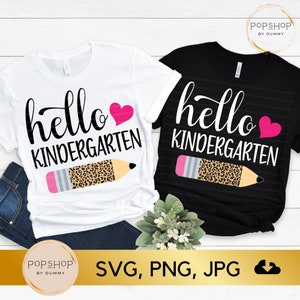 Hello Kindergarten SVG: Leopard Pencil, Back To School (Digital Download)