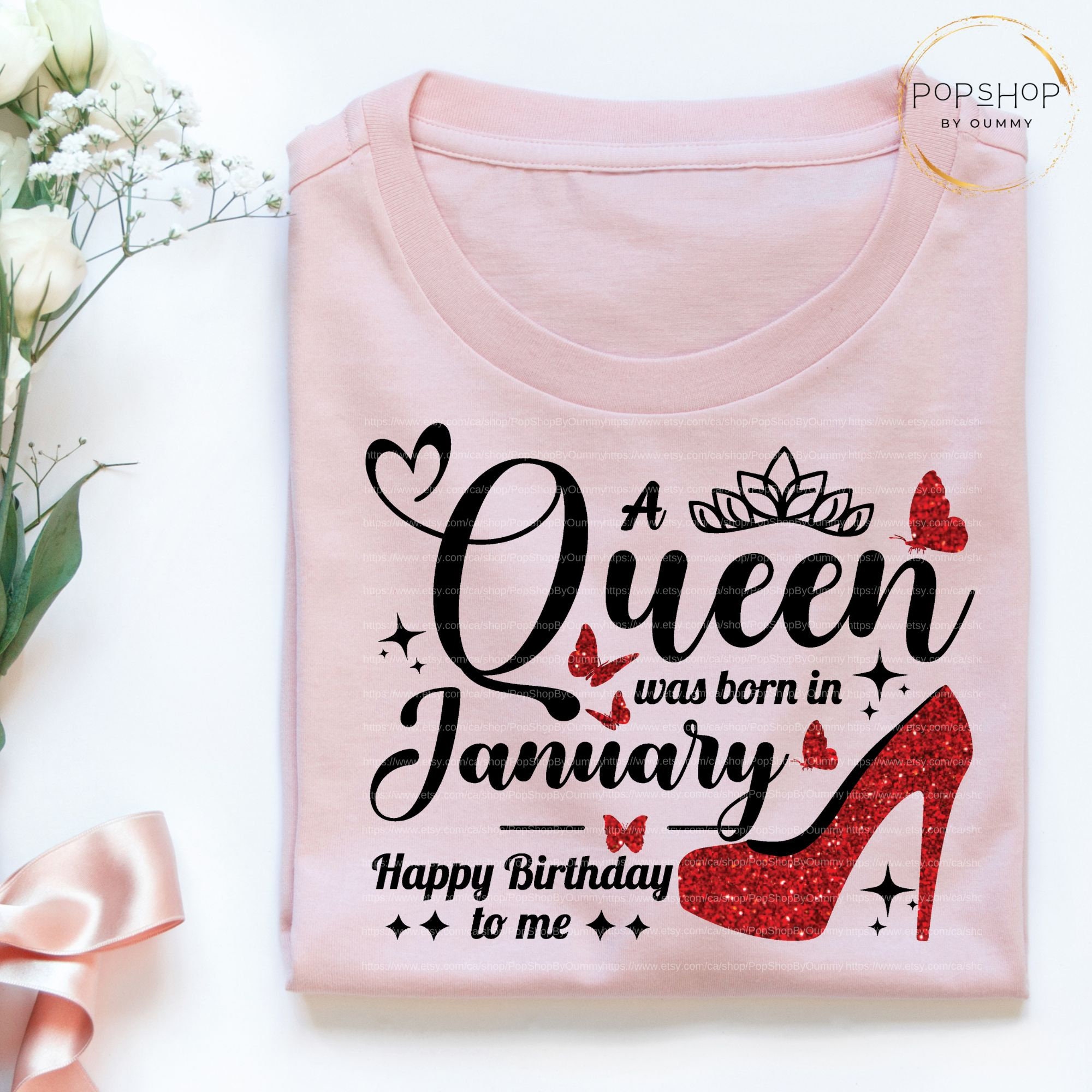 Maglietta Donna Hanes Nera Con Stampa Oro – Una Reina Nacio En Enero, Compleanno