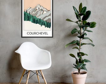 Courchevel Vintage Ski Poster | Modern Alpine Wall Art | French Alps Mountain Print