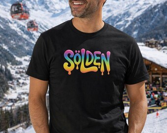 Sölden T-Shirt | Colorful Drip Typography Tee | Psychedelic Word Art Shirt | Unisex Graphic Top