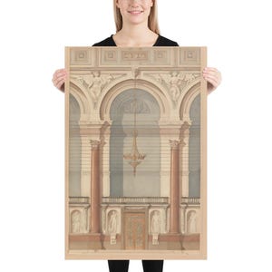 St George’s Hall Liverpool Architectural Print – Vintage Neoclassical Interior Illustration – Elegant Historical Wall Art Poster