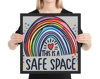 Safe Space Framed Poster – School Counselor, Therapy Wall Art
