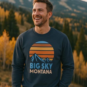 Retro style, Big Sky Montana - Unisex organic sweatshirt