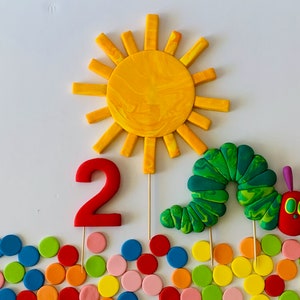 Fondant Hungry Caterpillar with Sun Cake Topper Decoration Set