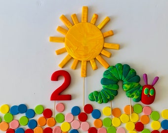 Fondant Hungry Caterpillar with Sun Cake Topper Decoration Set